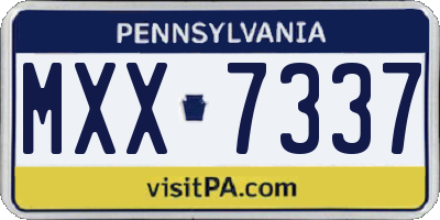 PA license plate MXX7337