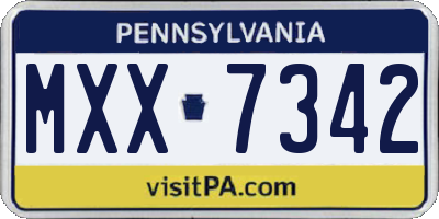 PA license plate MXX7342
