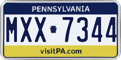 PA license plate MXX7344