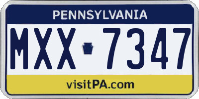 PA license plate MXX7347