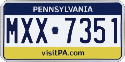 PA license plate MXX7351