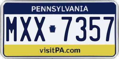 PA license plate MXX7357