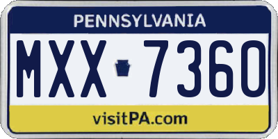 PA license plate MXX7360