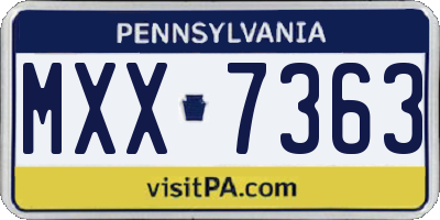 PA license plate MXX7363