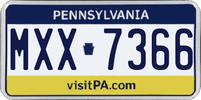 PA license plate MXX7366