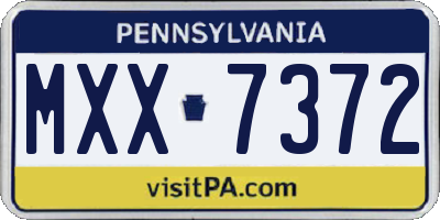 PA license plate MXX7372