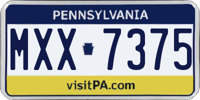PA license plate MXX7375
