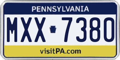 PA license plate MXX7380