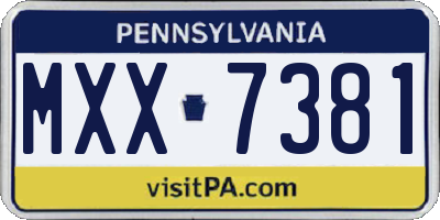 PA license plate MXX7381