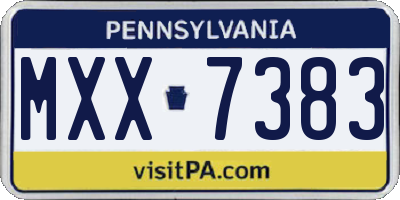PA license plate MXX7383