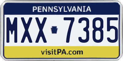 PA license plate MXX7385