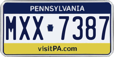 PA license plate MXX7387