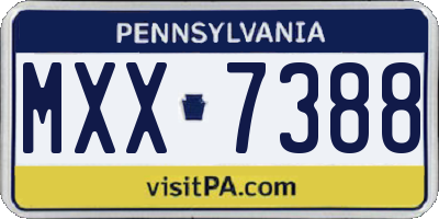PA license plate MXX7388