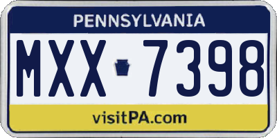 PA license plate MXX7398