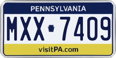 PA license plate MXX7409