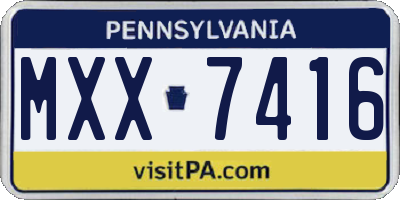 PA license plate MXX7416