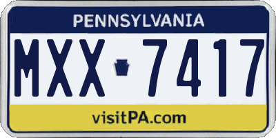 PA license plate MXX7417