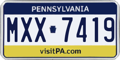 PA license plate MXX7419