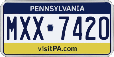 PA license plate MXX7420