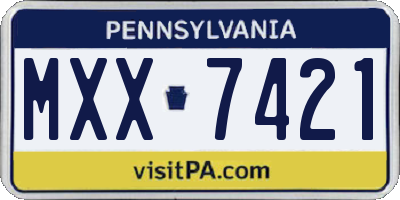PA license plate MXX7421