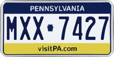 PA license plate MXX7427