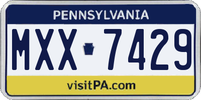 PA license plate MXX7429