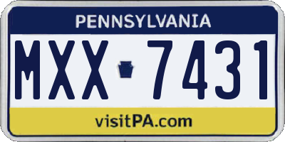 PA license plate MXX7431