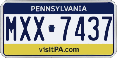 PA license plate MXX7437