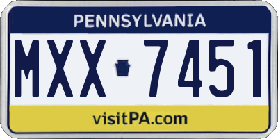 PA license plate MXX7451