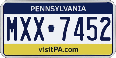 PA license plate MXX7452