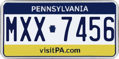PA license plate MXX7456