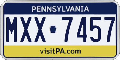 PA license plate MXX7457