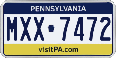 PA license plate MXX7472