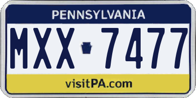 PA license plate MXX7477