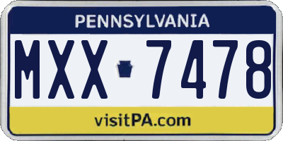 PA license plate MXX7478