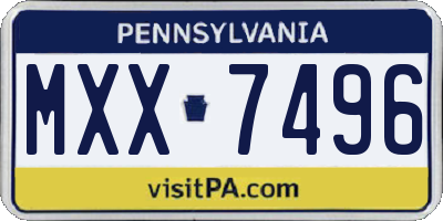 PA license plate MXX7496