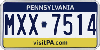 PA license plate MXX7514