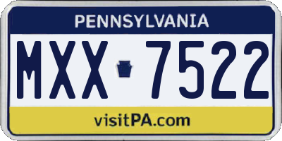 PA license plate MXX7522