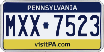 PA license plate MXX7523