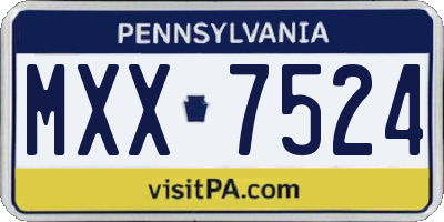 PA license plate MXX7524