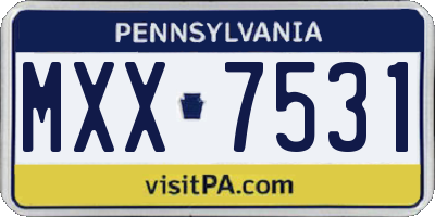 PA license plate MXX7531