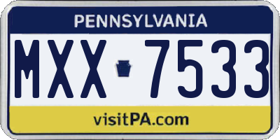 PA license plate MXX7533