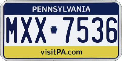 PA license plate MXX7536