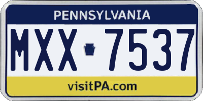 PA license plate MXX7537