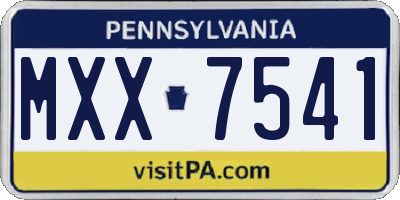 PA license plate MXX7541