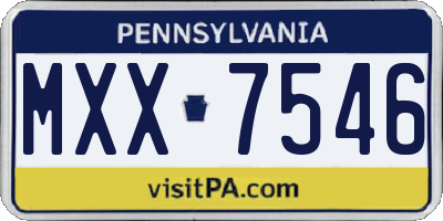PA license plate MXX7546