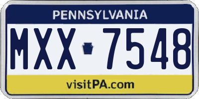 PA license plate MXX7548