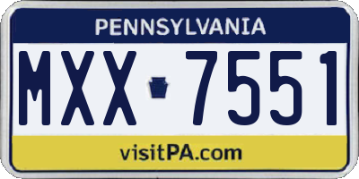 PA license plate MXX7551