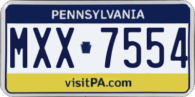 PA license plate MXX7554