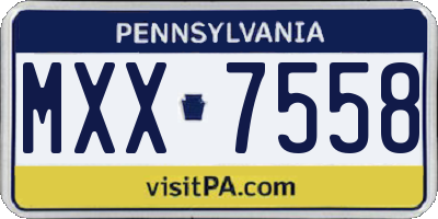 PA license plate MXX7558